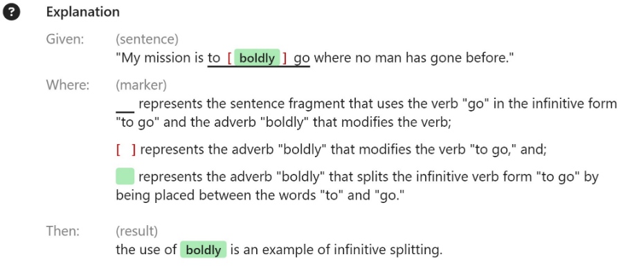 Explanation of infinitive splitting from psycholinguistics.org